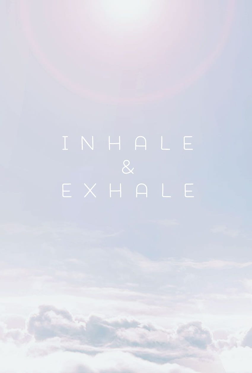 Minimal pale grey blue clouds Inhale Exhale iphone background phone lockscreen. background, iPhone , Cute for phone HD phone wallpaper