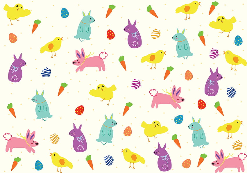 Pattern, egg, carrot, colorful, bunny, texture, easter, chick HD wallpaper