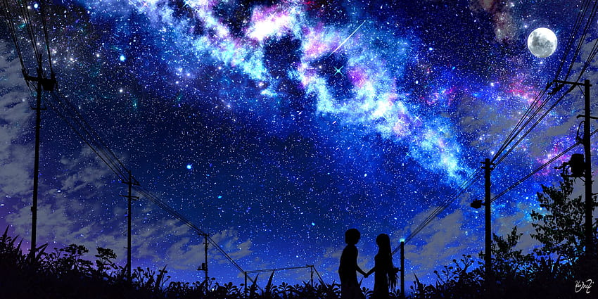 Céu estrelado Shooting Star Ultra. Plano de fundo., Night Sky Anime papel de parede HD