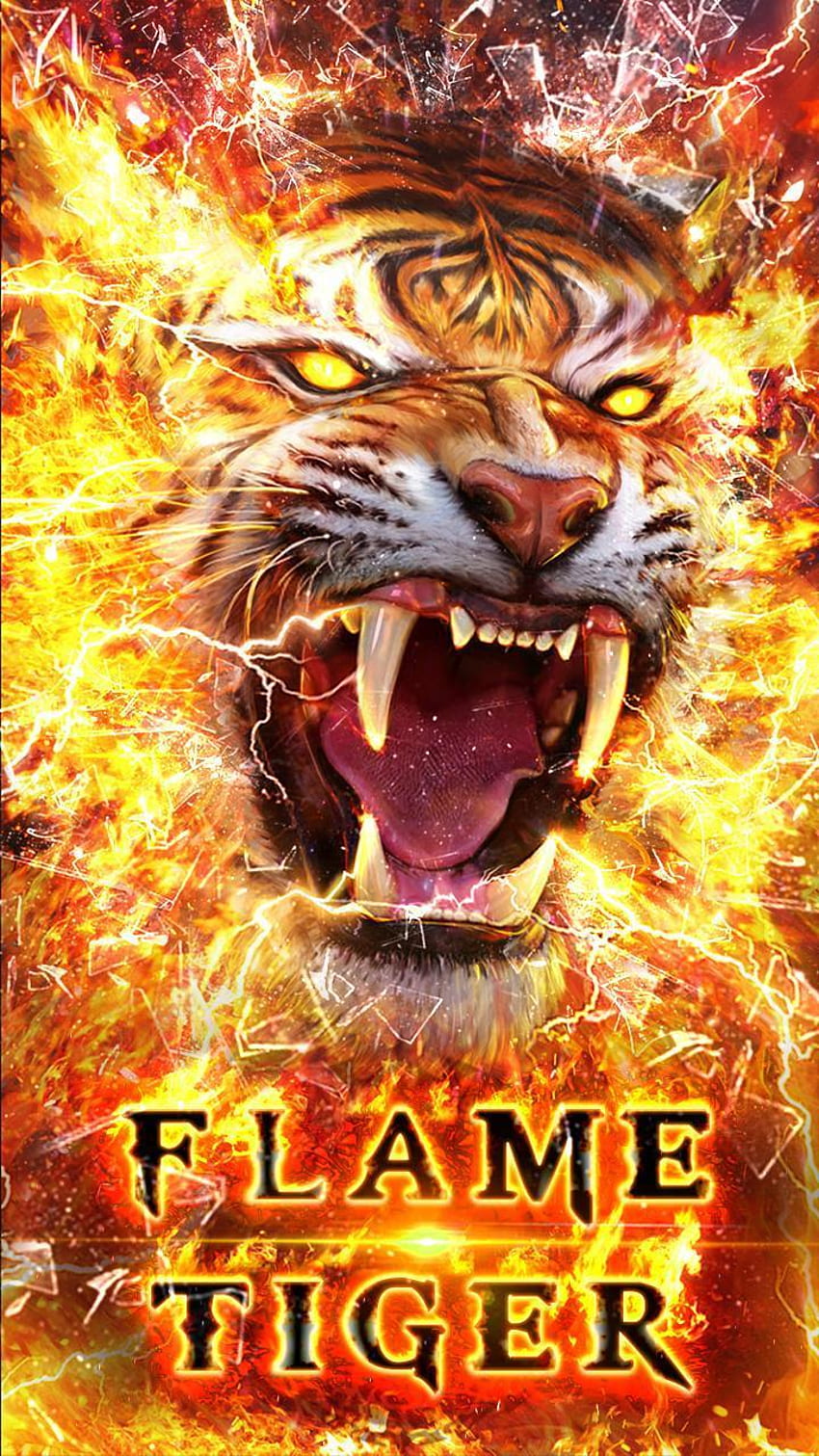Horrible Fire Tiger Live for Android, Flaming Tiger HD phone wallpaper