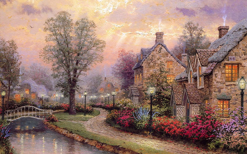 Kinkade , Oil Paintings, Artistic - Oil Painting Background HD wallpaper