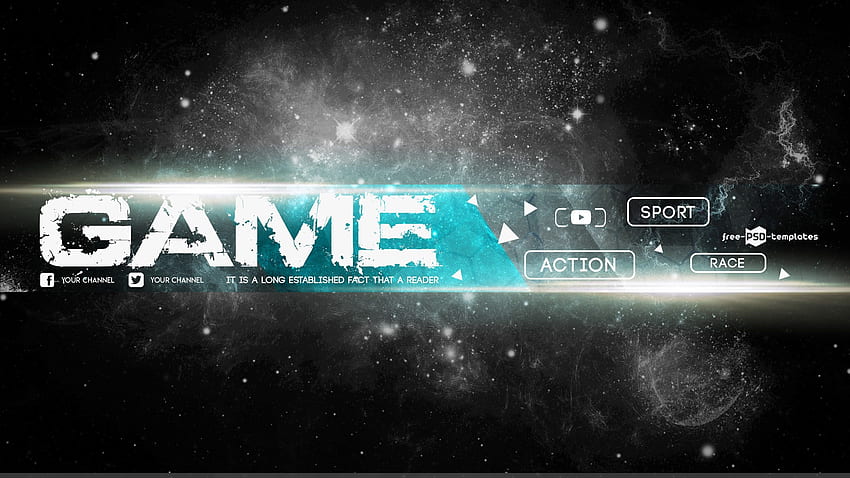 Modello di banner di gioco Youtube - Galaxy Blue - -, Banner Gaming Sfondo HD