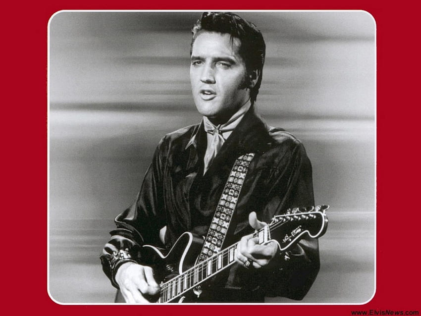 Elvis Presley, grandes lèvres, noir et blanc, acteur, guitare, mignon, chanteur, mâle, beau Fond d'écran HD
