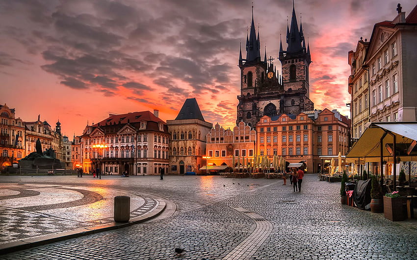 Praga República Checa Calle Pavimento Ciudades fondo de pantalla