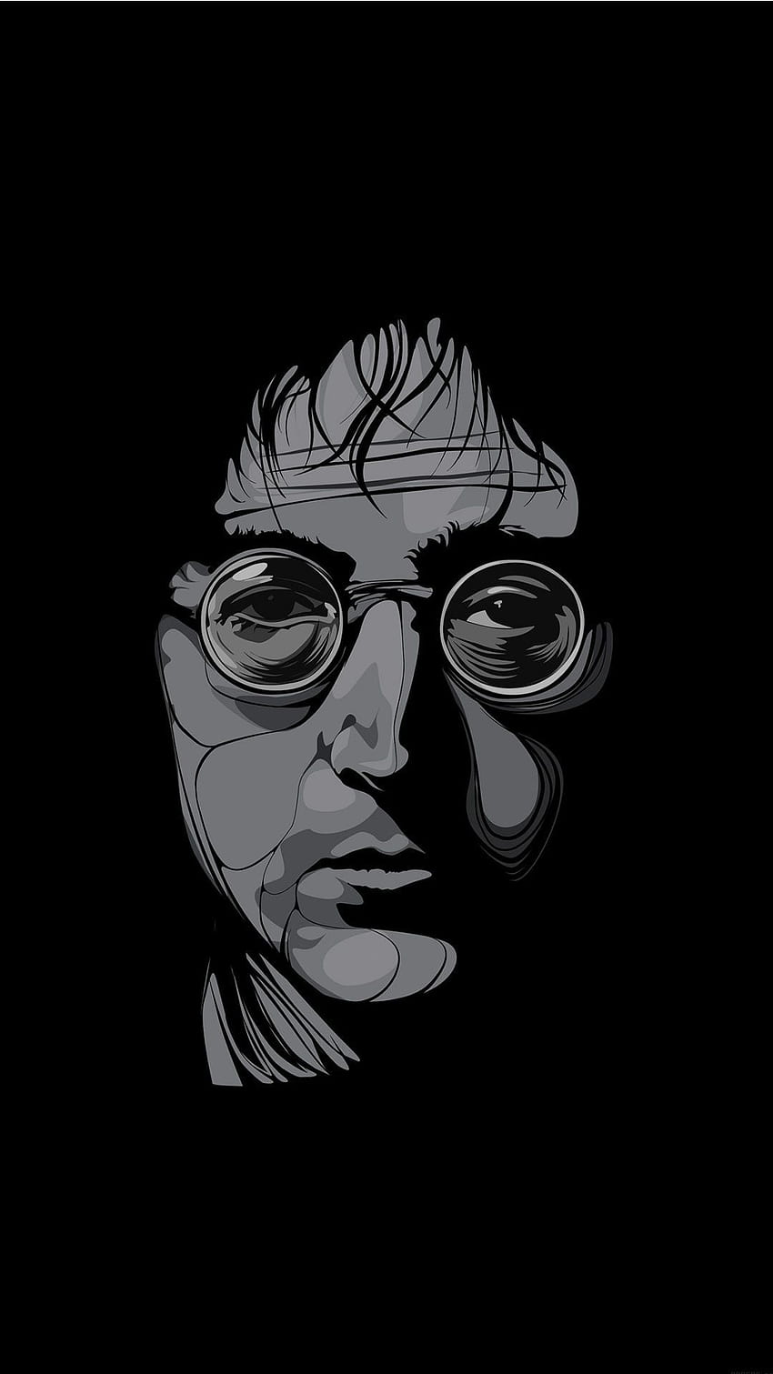 John Lennon. Celebridad masculina en blanco y negro para iPhone, ilustraciones en blanco y negro fondo de pantalla del teléfono