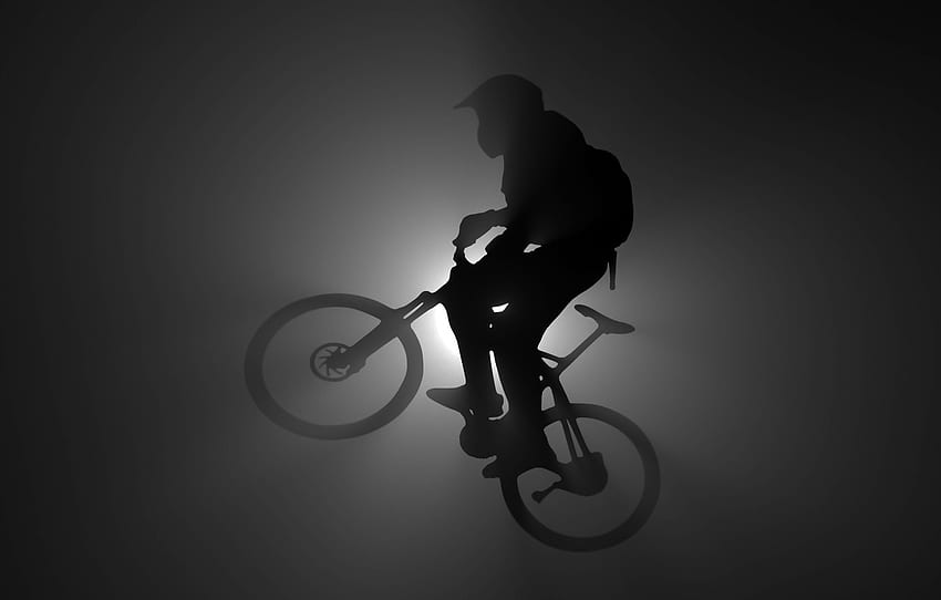 bicicleta, arte, blanco y negro, ciclista, bicicleta, Ryder, cuesta abajo, led, cuesta abajo para, sección спорт, Mountain Bike Art fondo de pantalla