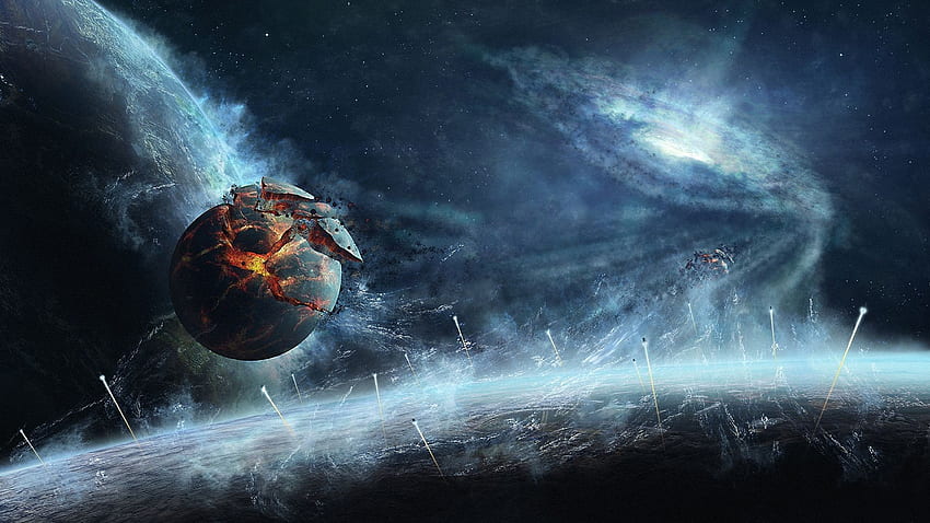 Fantaisie: Explosion de la galaxie de la planète étoile de la terre qui explose Fond d'écran HD