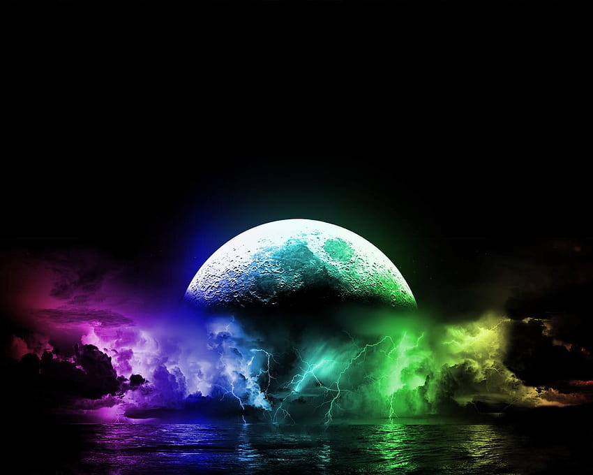 Cool Lightning Background. ., , A really cool and colorful moon and lightnin. Cool background, Rainbow , Rainbow abstract, Gold Lightning HD wallpaper