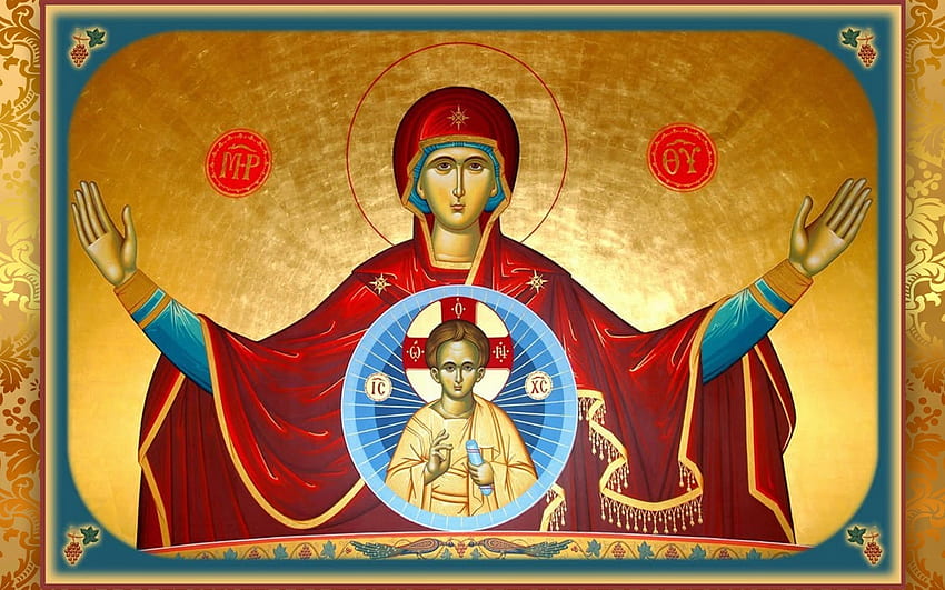 Maryja z Nienarodzonym Jezusem, Nienarodzonym, Chrystusem, Maryją, Jezusem, Dzieckiem, Dziewicą, ikoną Tapeta HD