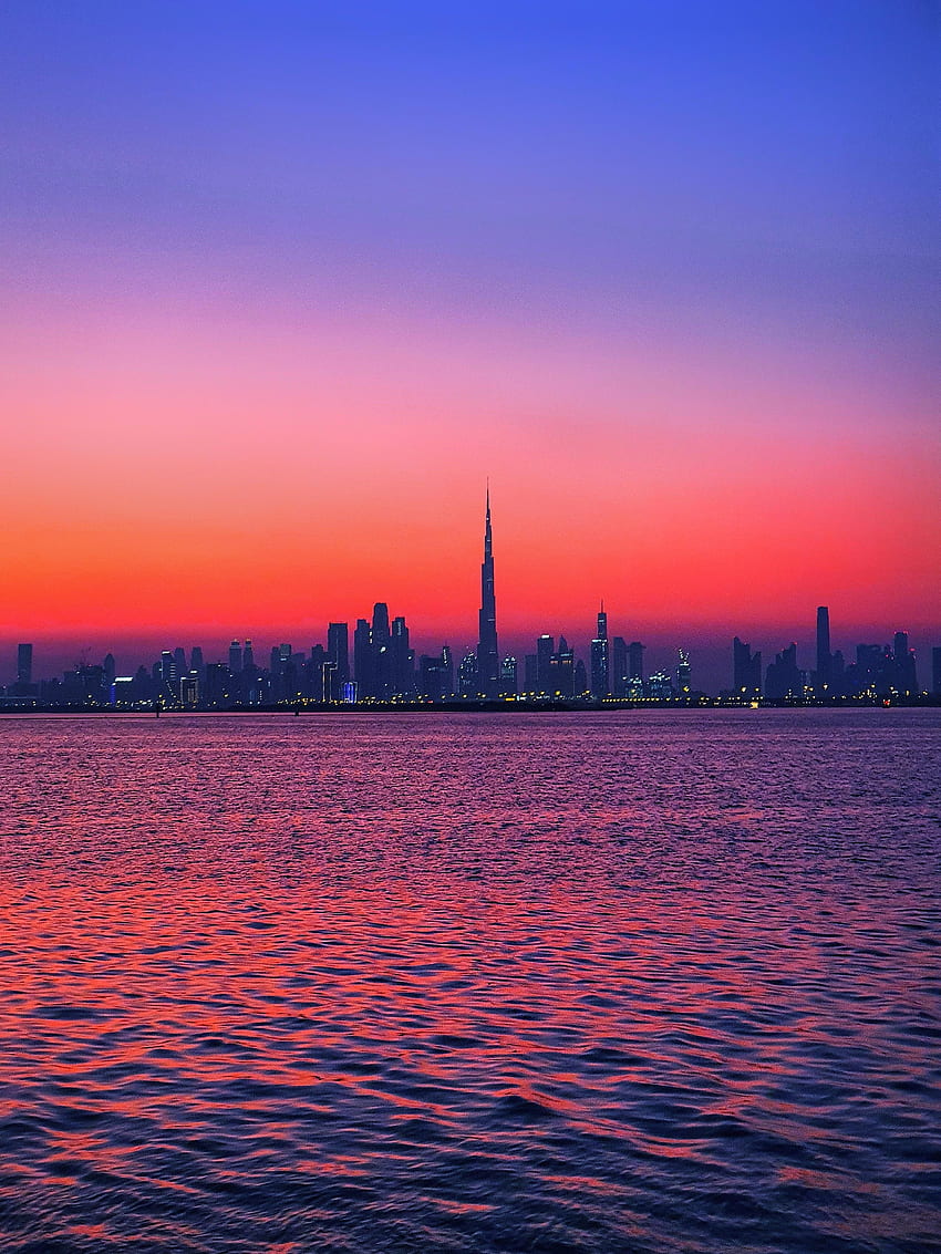 Sunset in Dubai HD phone wallpaper