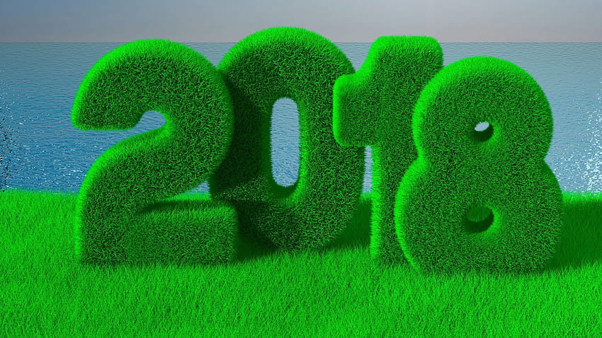 Green 2018 letter decor, digital art, 2018 (Year), numbers HD wallpaper