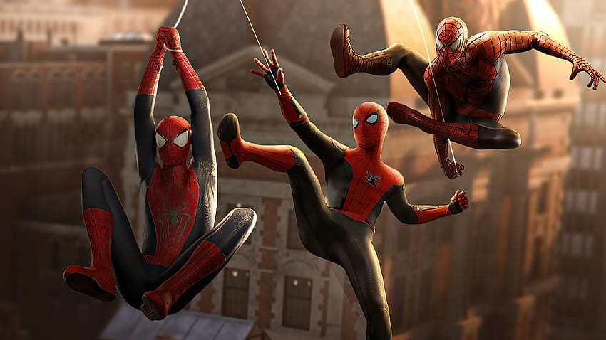 Spider-Man No Way Home, spiderverse, tom_holland, marvel, spiderman, no_way_home, araignée, tobey, andrew, mcu Fond d'écran HD