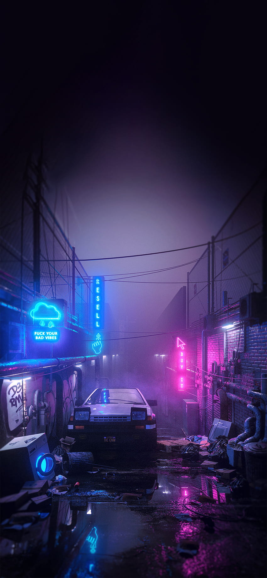 Neon light street, city, road, asian HD phone wallpaper