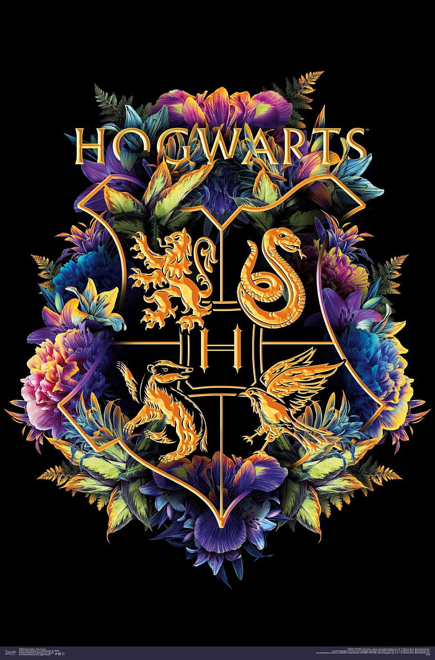 Магьосническият свят: Хари Потър - флорални гербове на къщата. Хари Потър фон, Хари Потър, Хари Потър рисунки, Хари Потър Лого на Грифиндор HD тапет за телефон