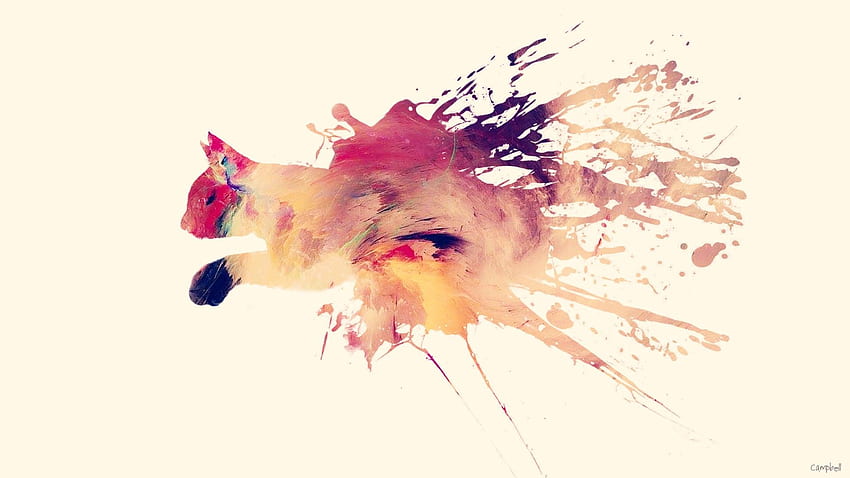 สีสัน สาด นามธรรม สัตว์ แมว สร้างสรรค์ 3 มิติ วอลล์เปเปอร์ HD