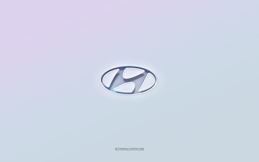 Hyundai logo, cut out 3d text, white background, Hyundai 3d logo, Hyundai emblem, Hyundai, embossed logo, Hyundai 3d emblem HD wallpaper