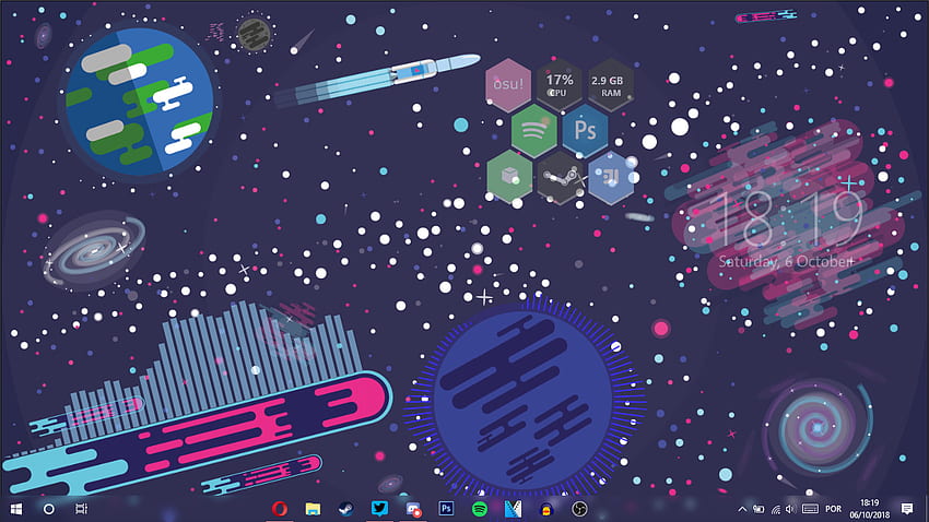 I just build a Material Space Theme based in Kurzgesagtz .: Rainmeter HD wallpaper