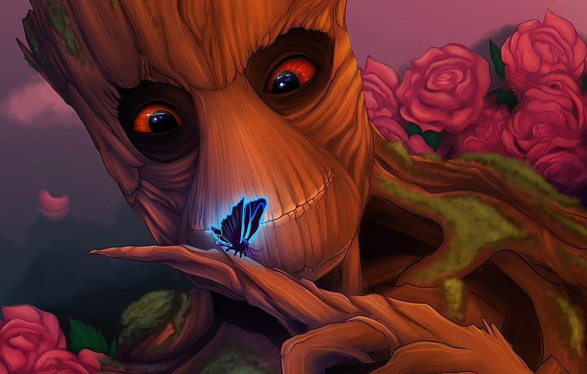 Look, Tree, Butterfly, Groot, Guardians Of The Galaxy, Good Natured For , Section фильмы, We Are Groot 高画質の壁紙