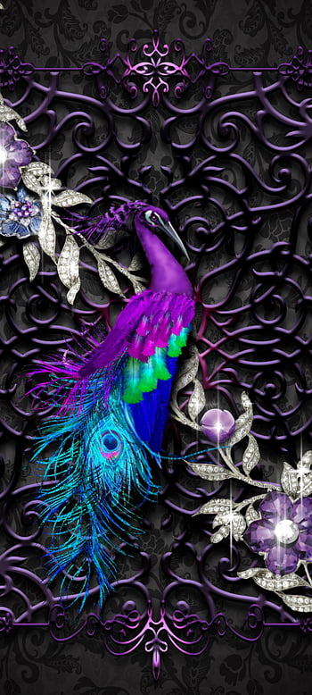 purple peacock wallpaper