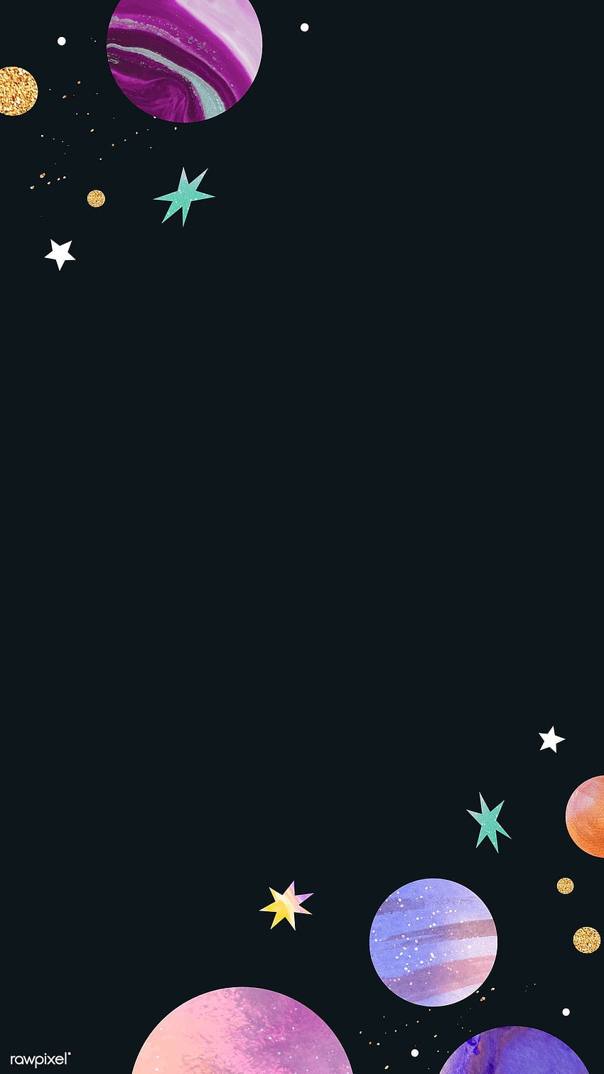 Colorful galaxy watercolor doodle frame on black background mobile phone vector.. Galaxia de acuarela, Galaxia linda, lindo, Estética espacial fondo de pantalla del teléfono