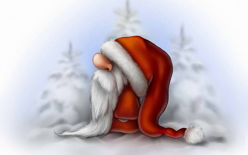 Santa Claus, winter, white, craciun, fantasy, christmas, red, funny HD wallpaper