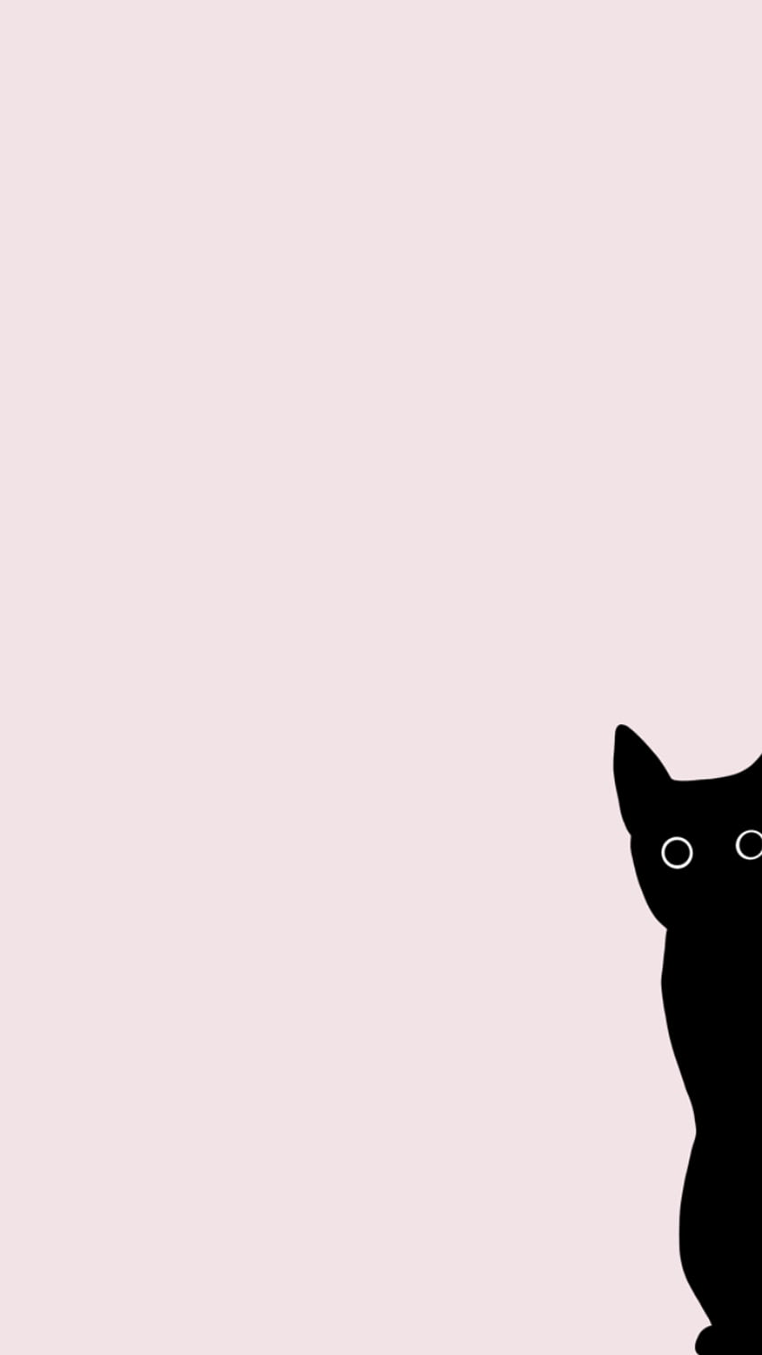 black cat cute funny pink iphone background . Cat phone , doodle, iphone cute, Doodle Cat HD phone wallpaper