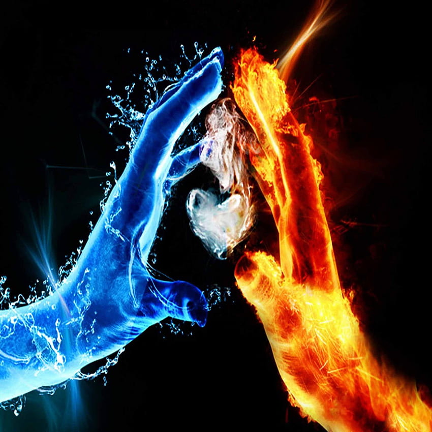 Fire and water hands graphic art , Fire Hand HD phone wallpaper
