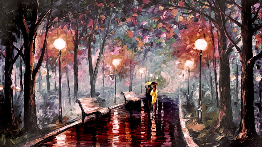 Deszczowy nastrój. Piękne y, y romantyzmu, deszczowy nastrój, malarstwo na deszczowy dzień Tapeta HD