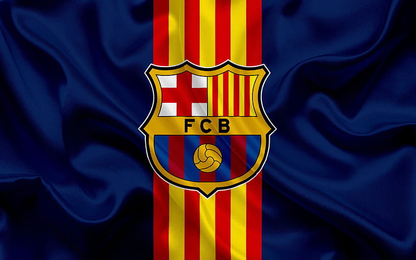 ФК Барселона, , Каталунски футболен клуб, Син флаг - Знаме с лого на ФК Барселона - -, Лого на Барса HD тапет