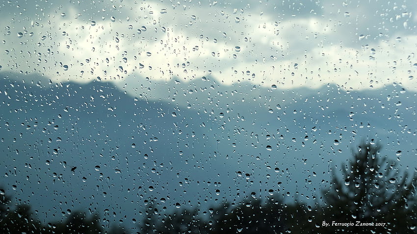 Pioggia, gocce, macro, sfocatura, liscio, umidità, vetro Sfondo HD