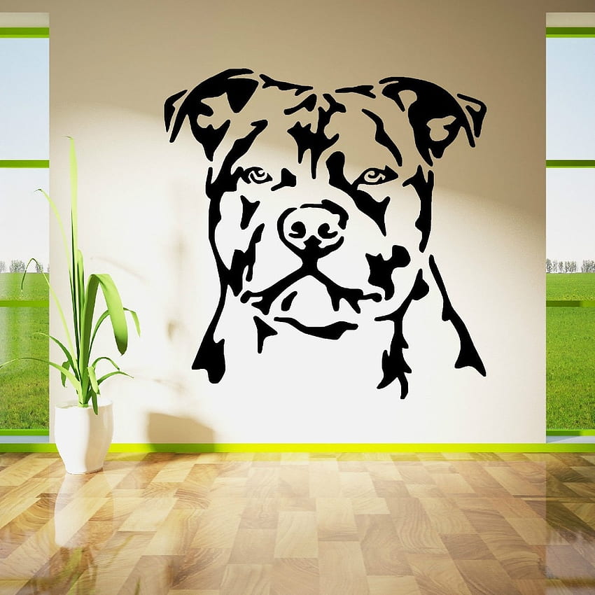 STAFFORDSHIRE BULL TERRIER DOG vinyl wall art sticker decal STAFFY Boy Kids Bedroom Living Room Home Decor Mural D387 - beli dengan harga $5.27 di wallpaper ponsel HD