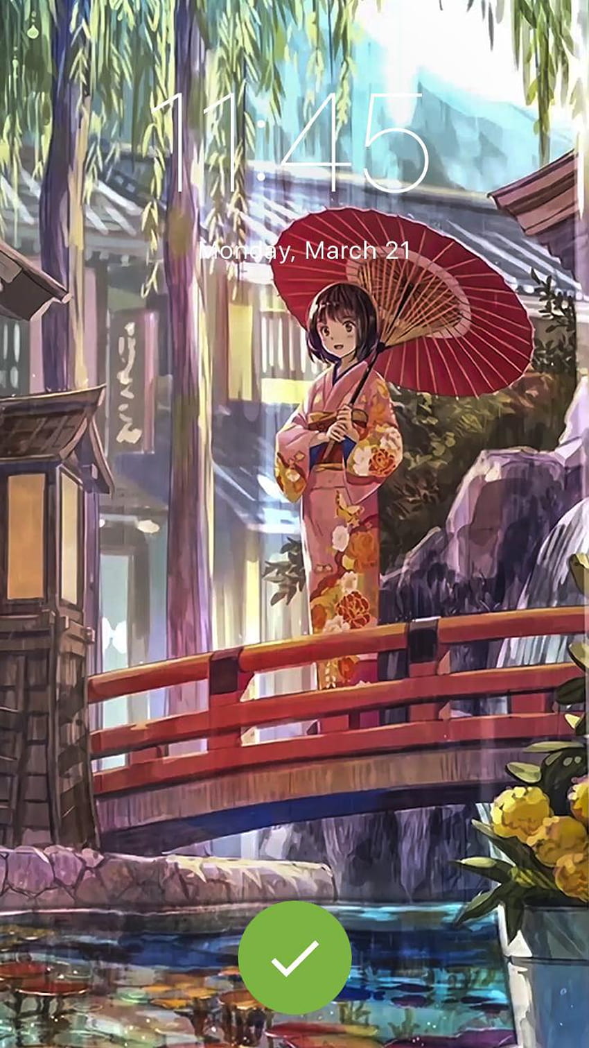 Anime Girl Rain Kawaii Cute Live para Android fondo de pantalla del teléfono