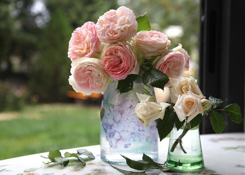Flores, Rosas, Bouquet, Vaso, Jardim papel de parede HD