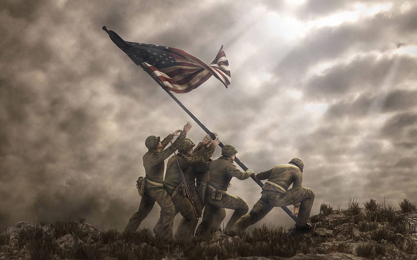 Izamiento de la bandera de Iwo Jima. bandera de iwo jima, iwo, iwo jima, iwo jima fondo de pantalla