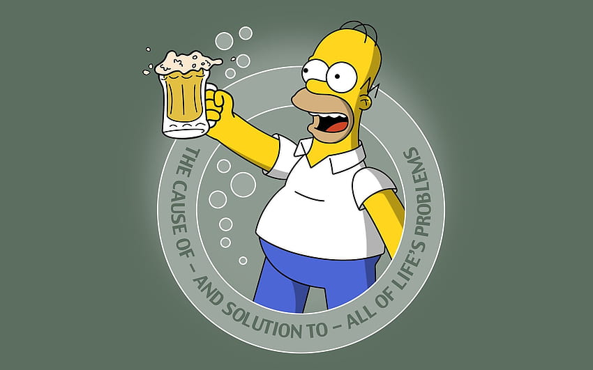 アルコールへ - 人生のすべての問題の原因と解決策、ホーマー・シンプソンの飲み物 高画質の壁紙