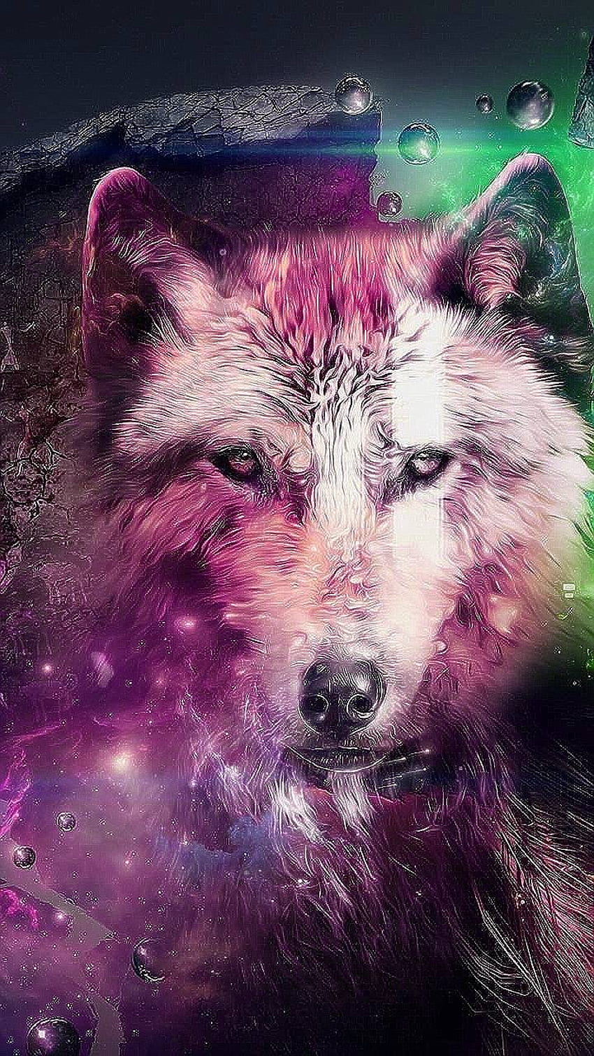 Pink space wolf HD phone wallpaper