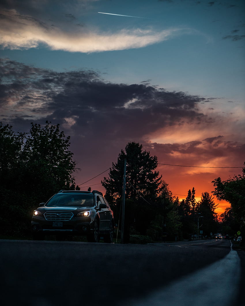 Sonnenuntergang, Nacht, Autos, Straße, Auto, Bewegung, Verkehr HD-Handy-Hintergrundbild