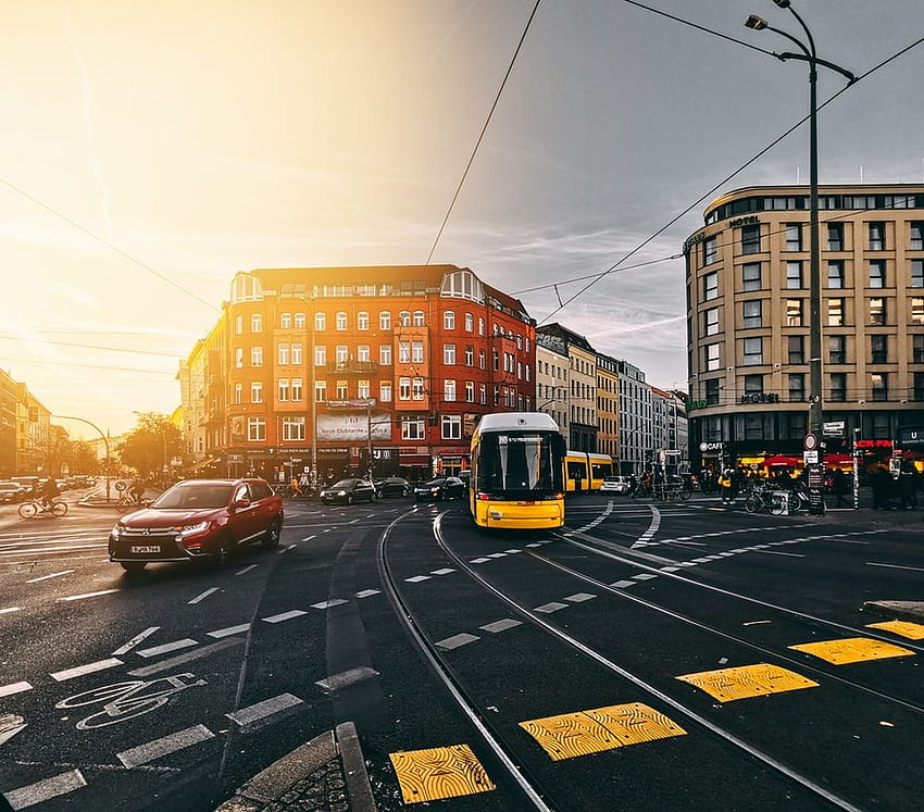 bus and cars on road – Bus, Berlin Street HD wallpaper
