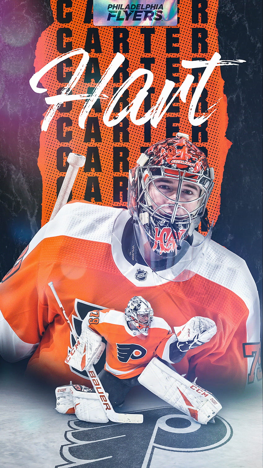 Carter Hart Philadelphia Flyers Fanatics Authentic Unsigned Orange Jersey Pad Save Photograph