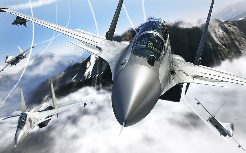 Pesawat tempur, militer, dataran, pesawat terbang, awan, langit Wallpaper HD