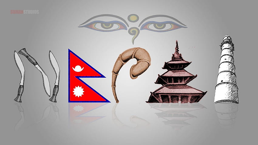 Nepal - ilustracja i tło, flaga Nepalu Tapeta HD