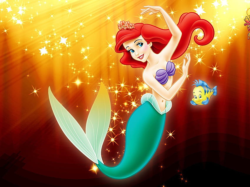Fantasía de dibujos animados de Ariel de la Sirenita para fondo de pantalla