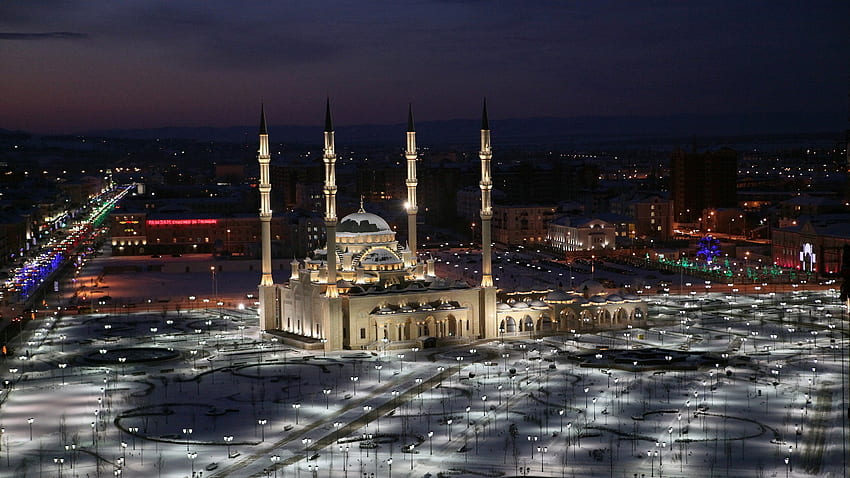 Heart Of Chechnya Illumination Mosque Aerial - Casablanca Morocco HD wallpaper