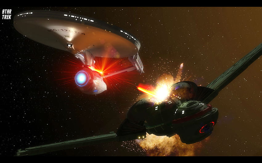 Star Trek USS Enterprise Fires On Klingon Bird Of Prey, Star Trek computer HD wallpaper
