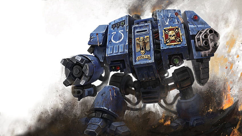 Blue robot illustration, Warhammer 40,000, Ultramarines, mech HD wallpaper