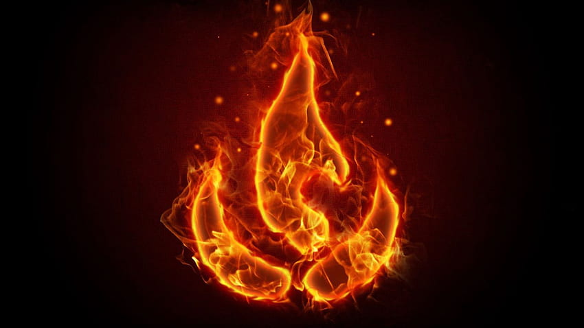 símbolo, fuego, señor de los elementos, 3D, panorámica, Element Logo fondo de pantalla