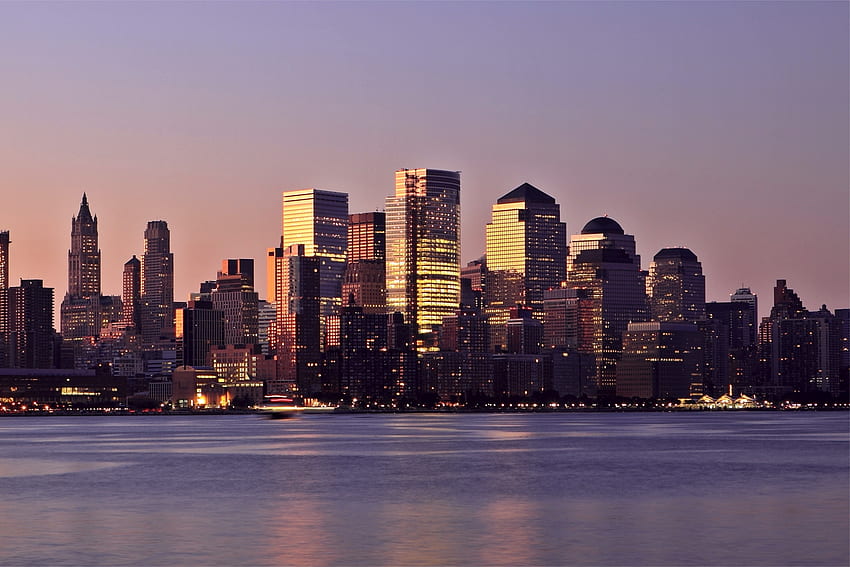 เมือง แม่น้ำ พระอาทิตย์ตก สหรัฐอเมริกา อาคาร ไฟ ตึกระฟ้า แบ็คไลท์ ไฟส่องสว่าง ตอนเย็น สหรัฐอเมริกา นิวยอร์ก แมนฮัตตัน เคาน์ตี เขต วอลล์เปเปอร์ HD