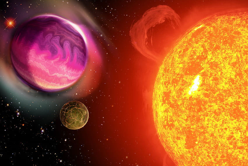 sdss3_planets ชมพู ดาวเคราะห์ ศิลปะ อวกาศ ส้ม ดวงอาทิตย์ วอลล์เปเปอร์ HD