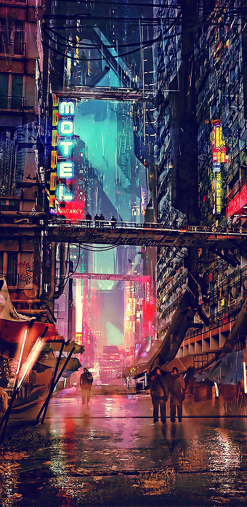 HD wallpaper: cyberpunk, artwork, street, futuristic, dark, science fiction