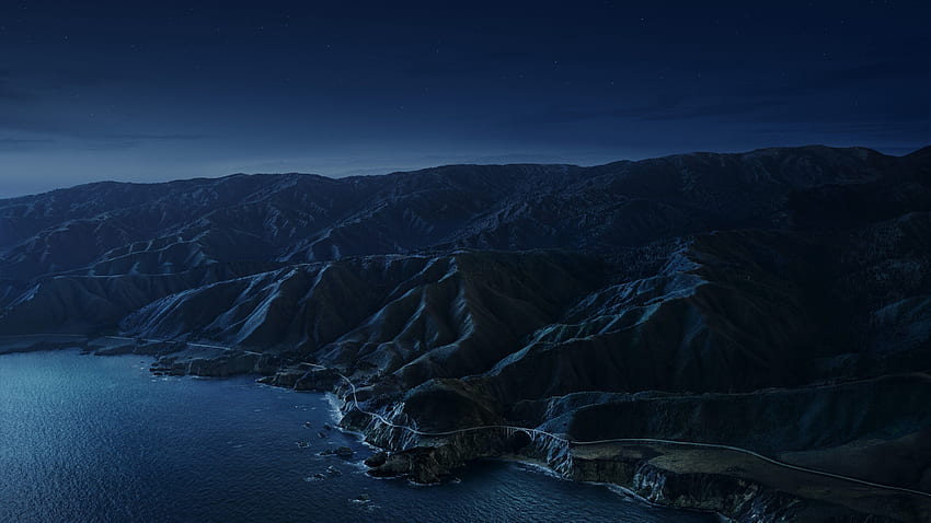 Big Sur , Mountains, Night, Dark, macOS, Stock, California, , Nature, Dark Ultra HD 월페이퍼